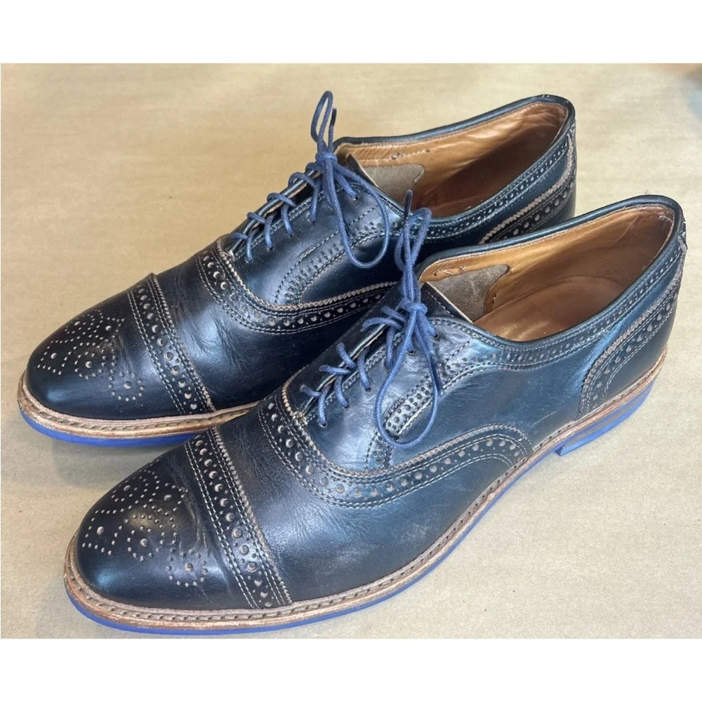 Allen Edmonds Strandmok Wingtip Oxford Shoes Mens 12D Black Leather Dainite Sole